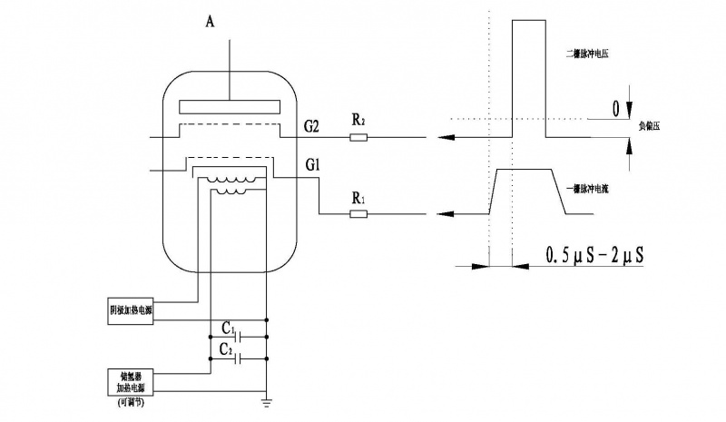 氢闸流管电极接线示意图 氢闸流管电极接线示意图
